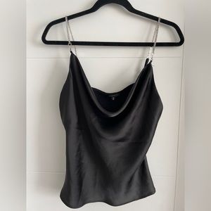 Dynamite black silk camisole with rhinestone interchangeable straps BNWT size S.